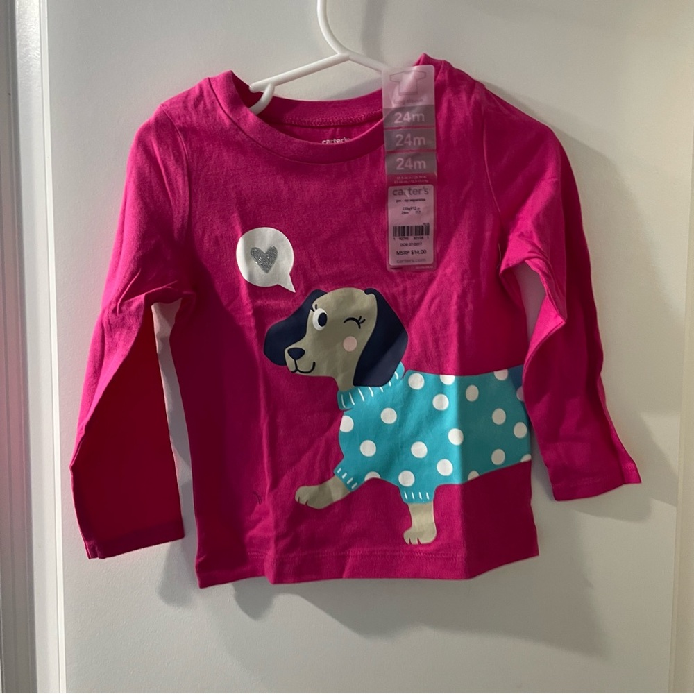 Carter's Pink Long Sleeve Shirt with Dog Graphic